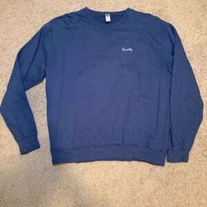 Equality Sweatshirt XL Blue JustHoods Crewneck Cotton Blend Pullover